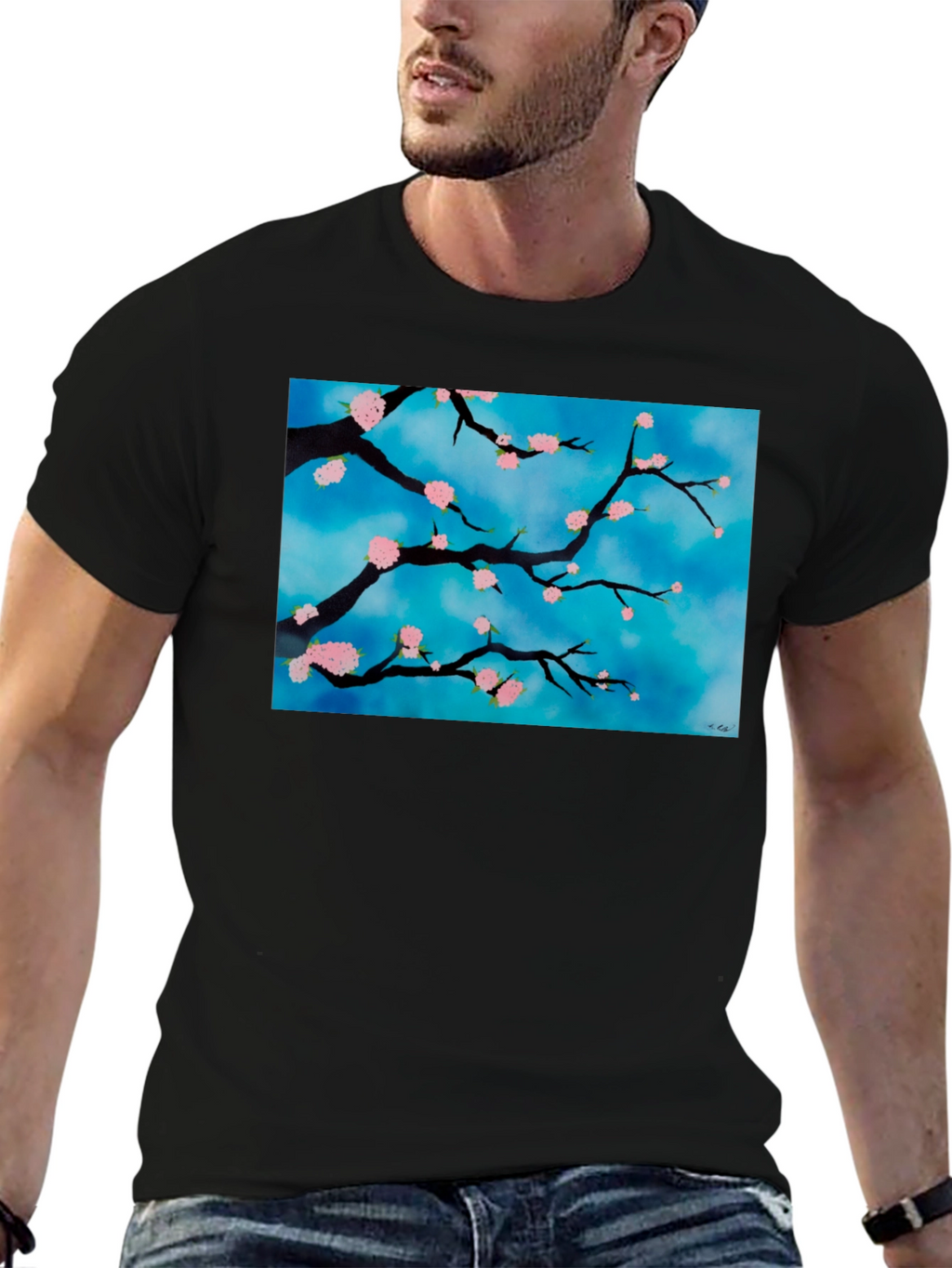 Floral Branch T-Shirt - Artistic Nature Design