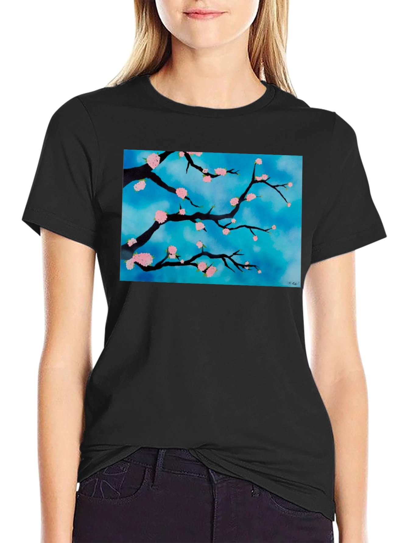 Floral Branch T-Shirt - Artistic Nature Design