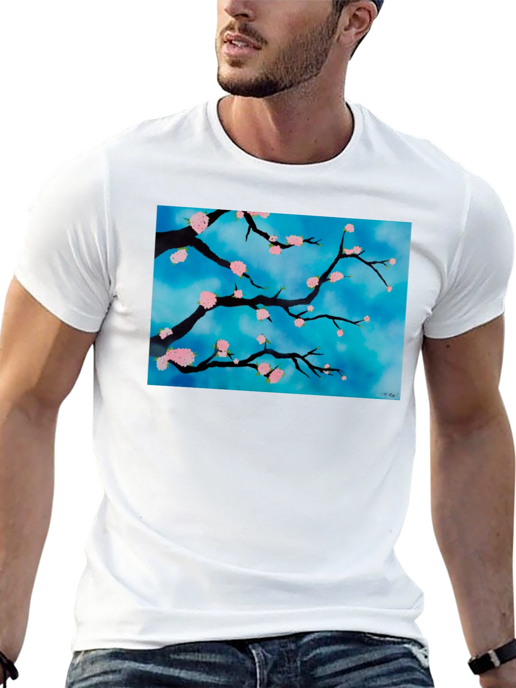 Floral Branch T-Shirt - Artistic Nature Design