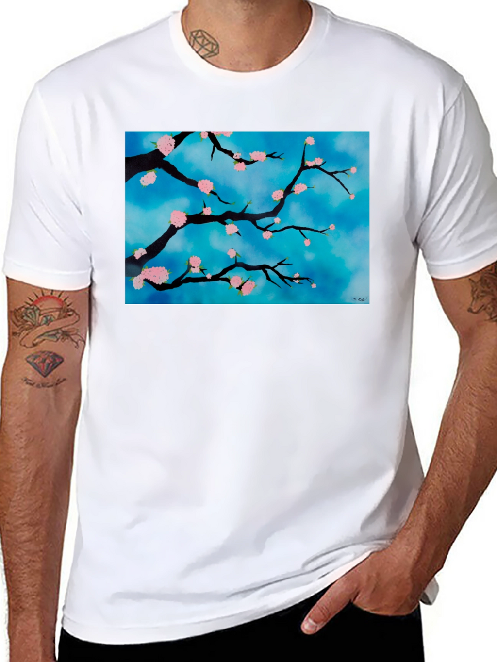 Floral Branch T-Shirt - Artistic Nature Design