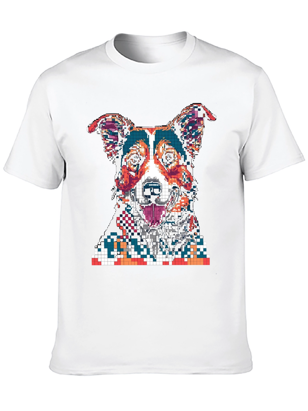 Pixelated Dog Graphic Print Black T-Shirt