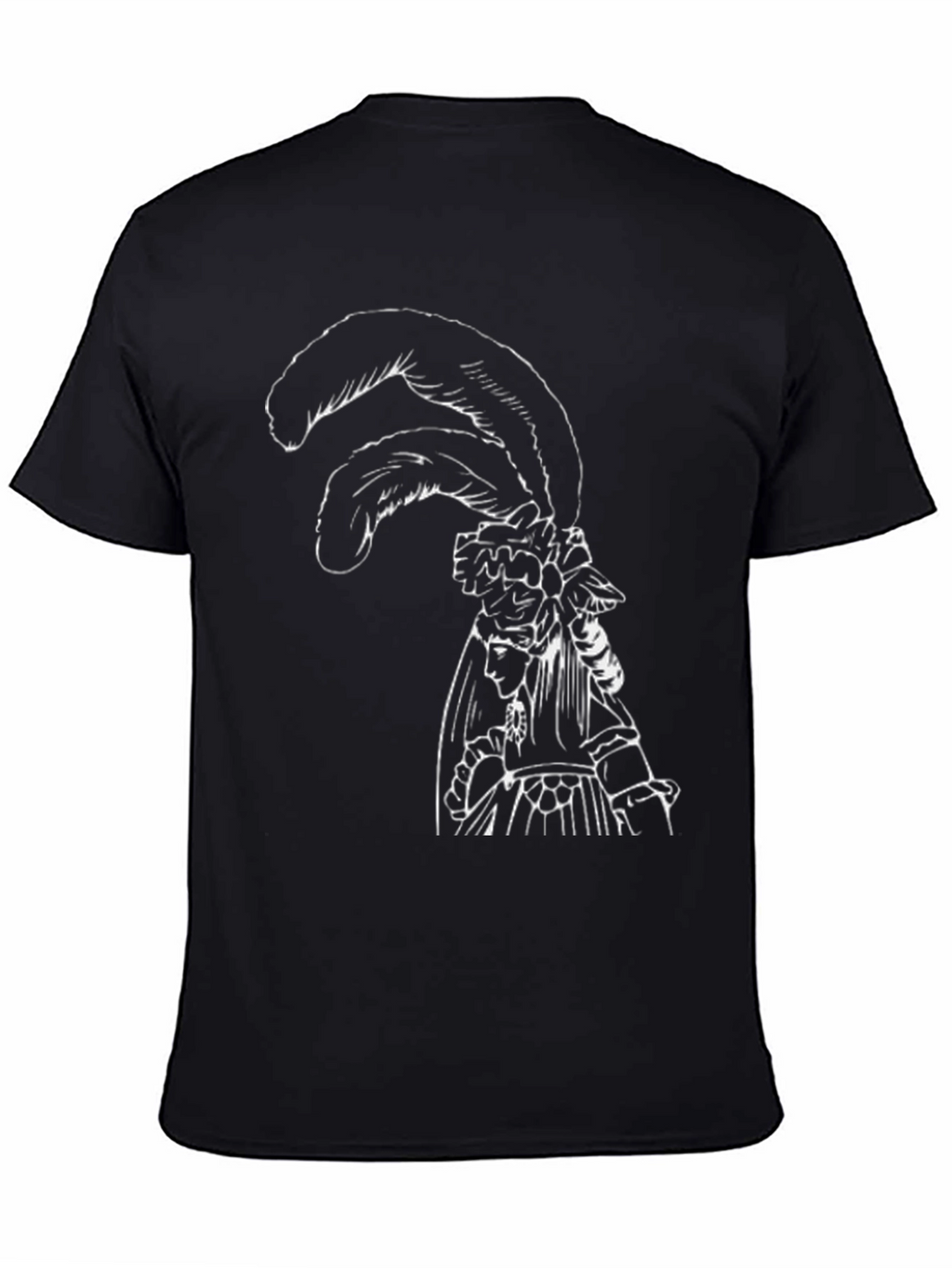 Black T-Shirt with White Feathered Lady Graphic