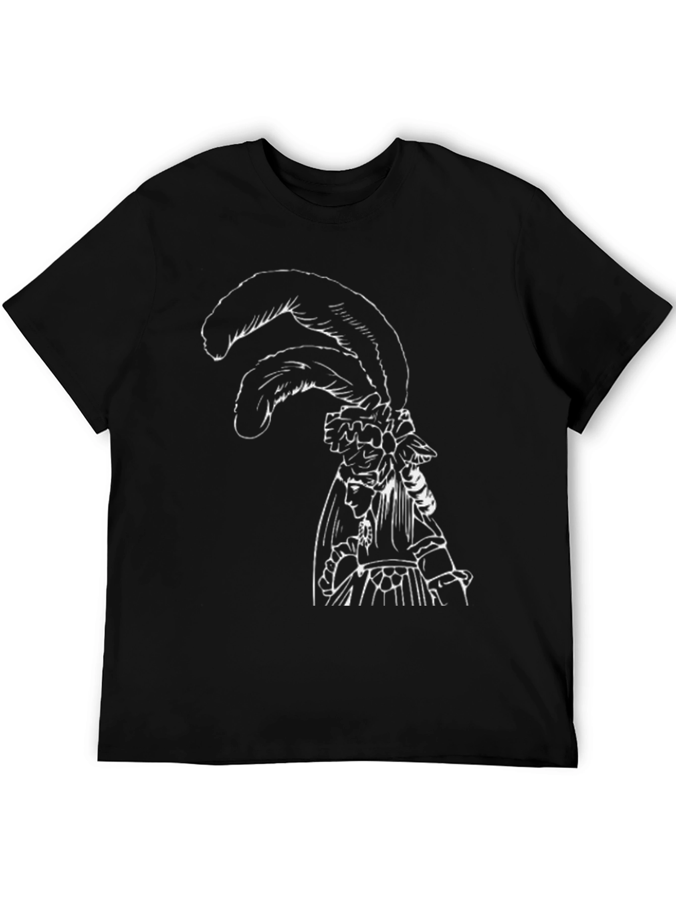 Black T-Shirt with White Feathered Lady Graphic