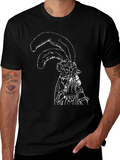 Black T-Shirt with White Feathered Lady Graphic