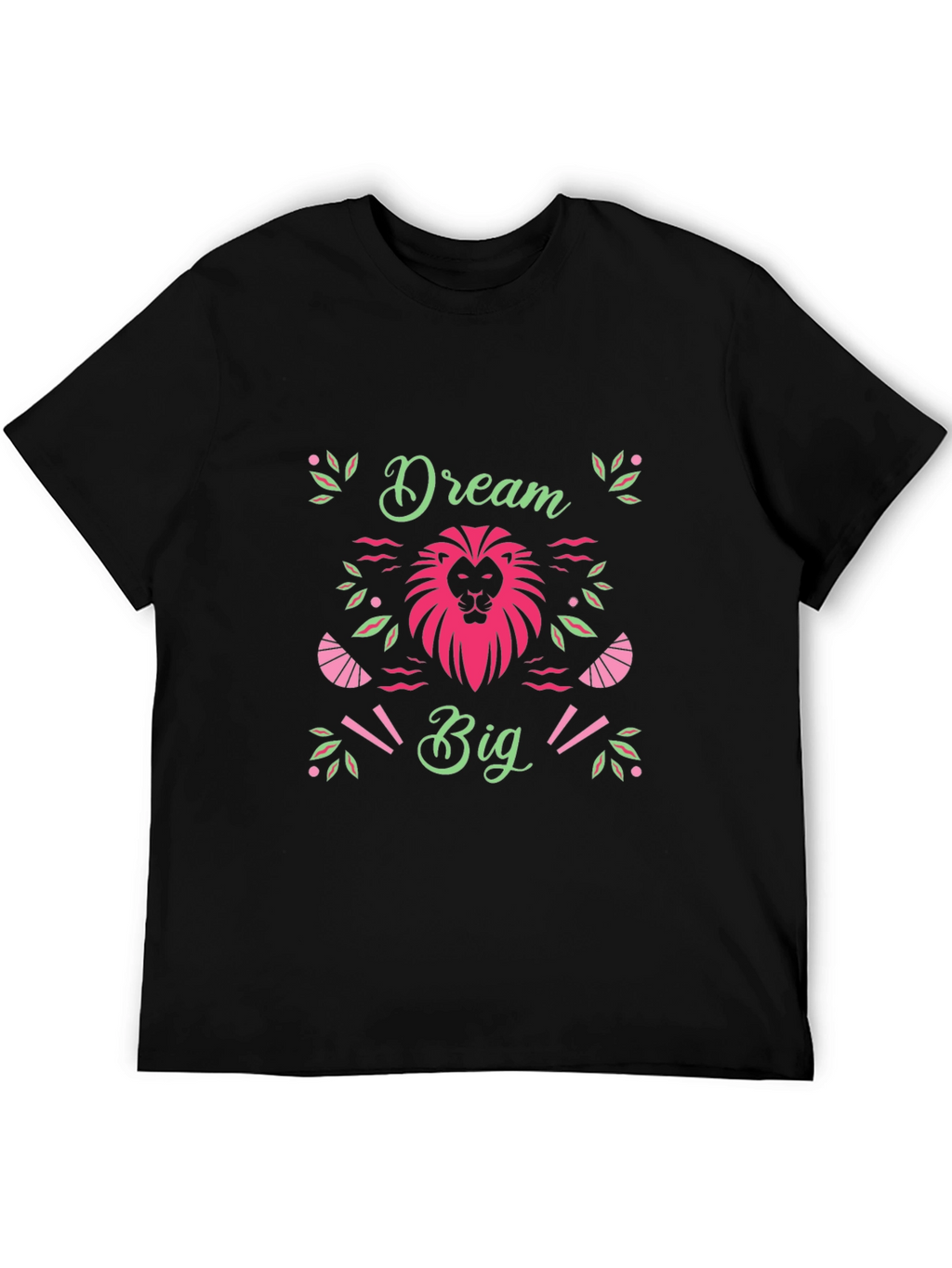 Dream Big Black T-Shirt with Lion Graphic