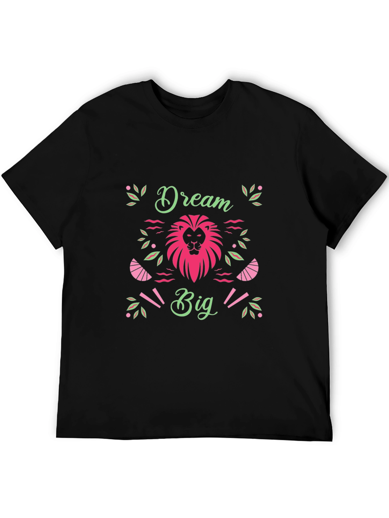 Dream Big Black T-Shirt with Lion Graphic