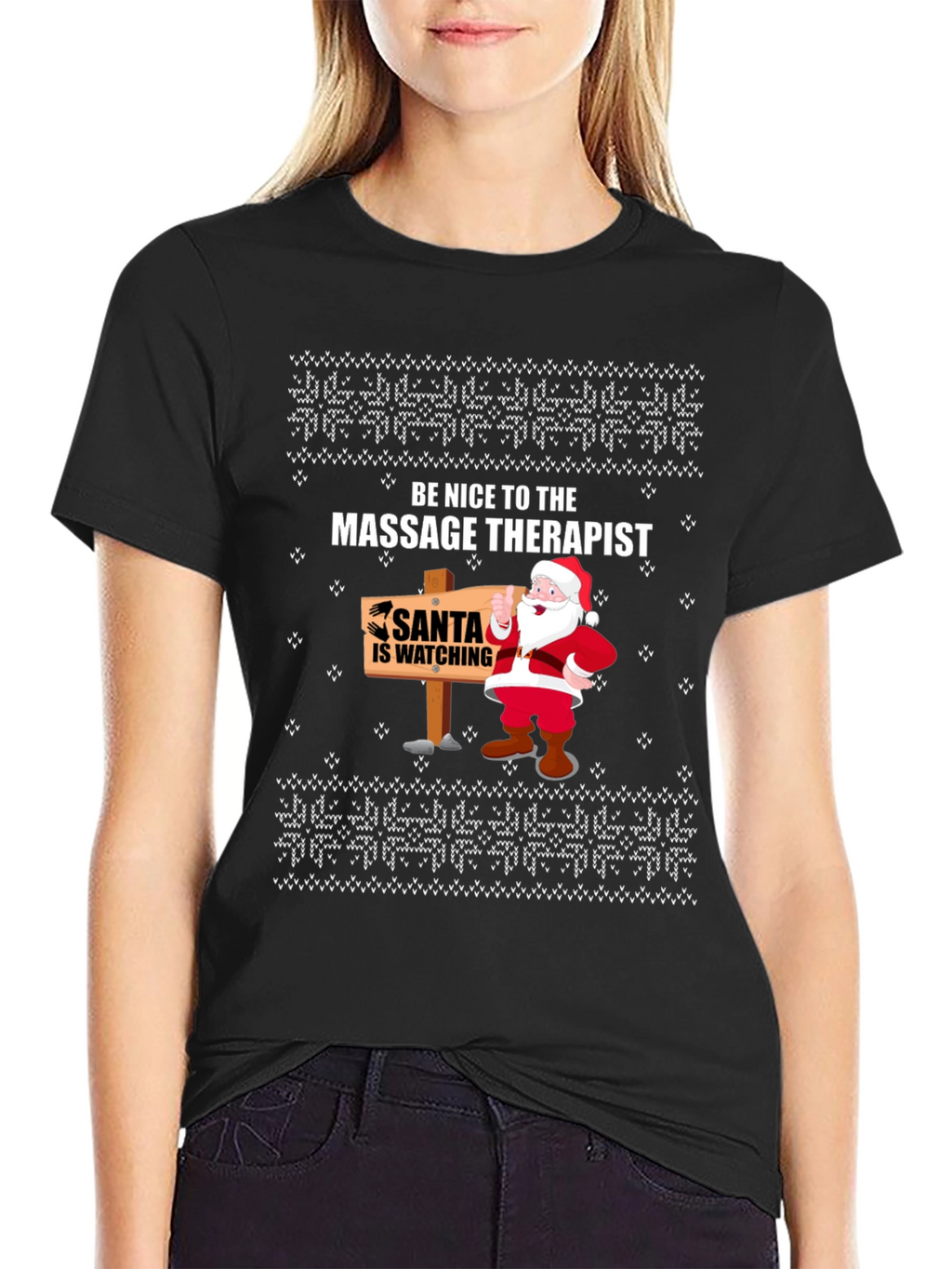 Massage Therapist Santa Ugly Christmas T-Shirt