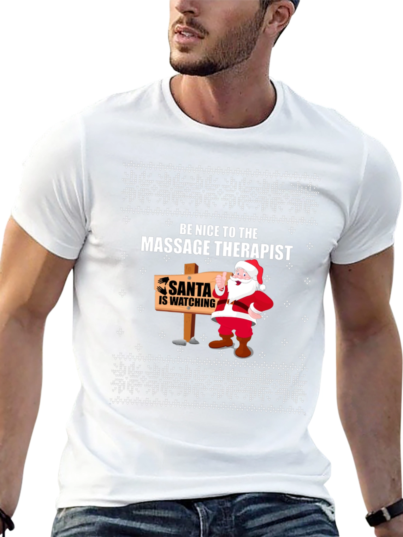 Massage Therapist Santa Ugly Christmas T-Shirt