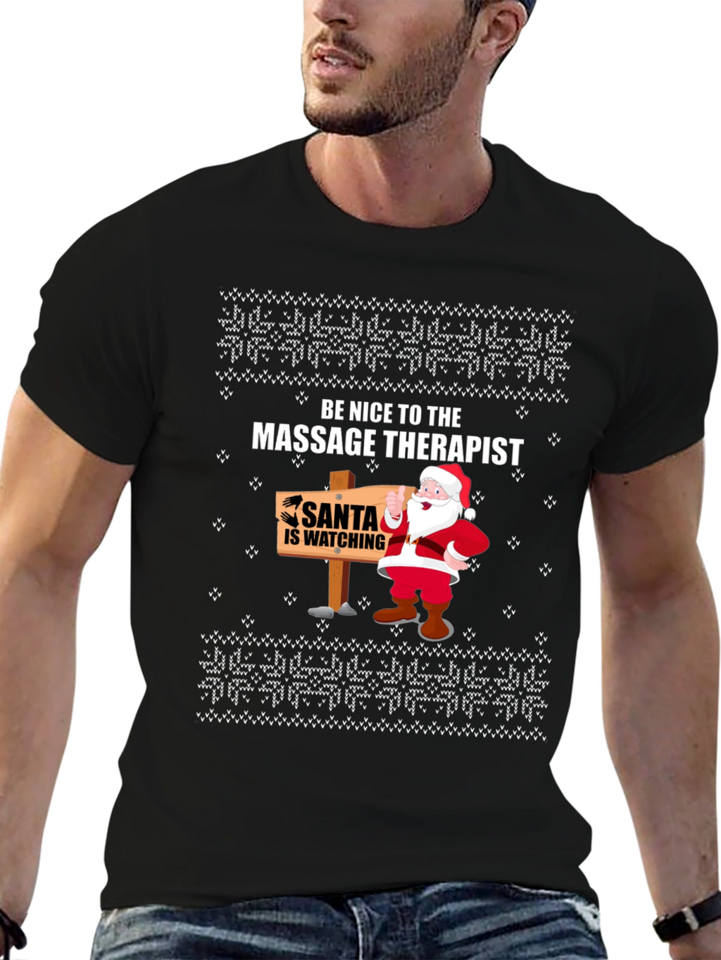 Massage Therapist Santa Ugly Christmas T-Shirt