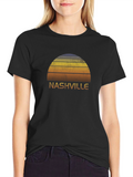 Nashville Retro Sunset Graphic Tee - Black Cotton T-Shirt