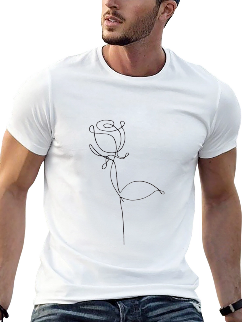 Mens Black Rose Graphic Tee - Casual Style