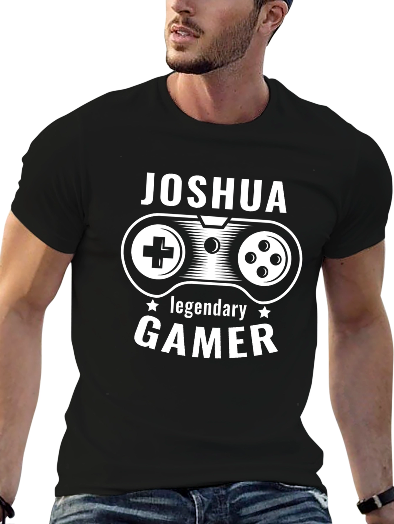 Joshua: Legendary Gamer Black Graphic Tee
