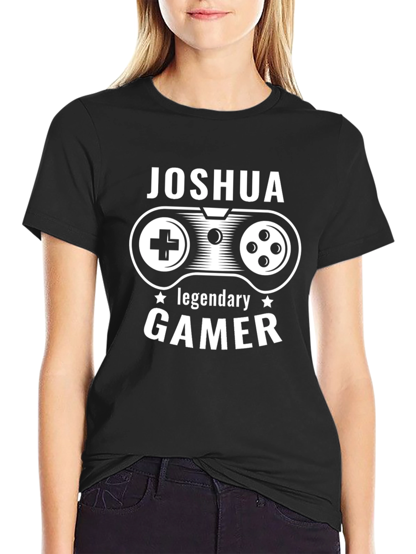 Joshua: Legendary Gamer Black Graphic Tee