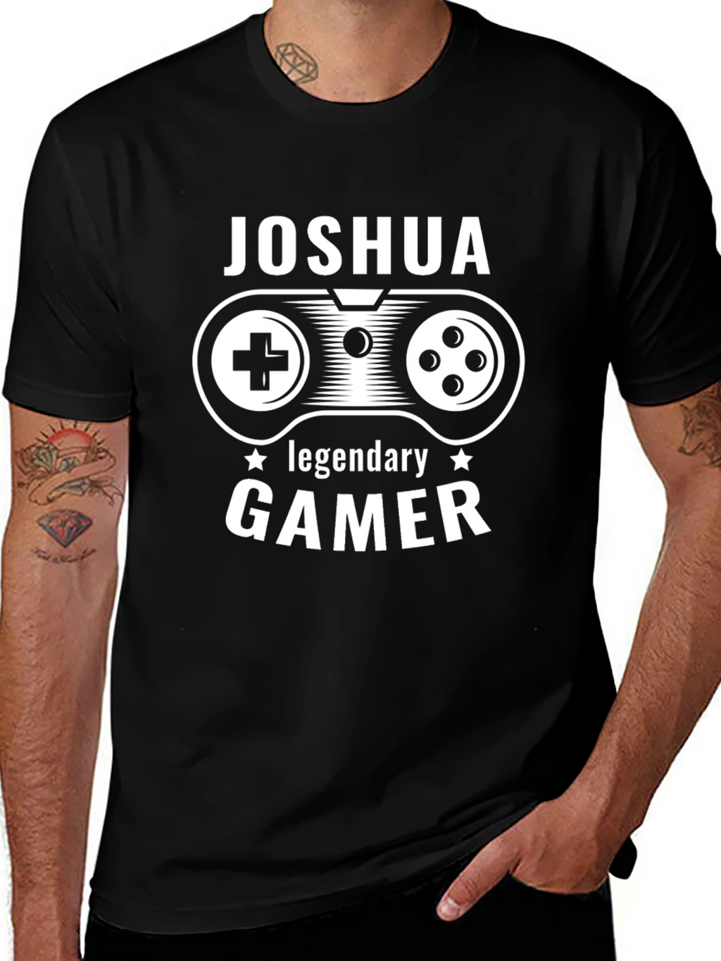 Joshua: Legendary Gamer Black Graphic Tee