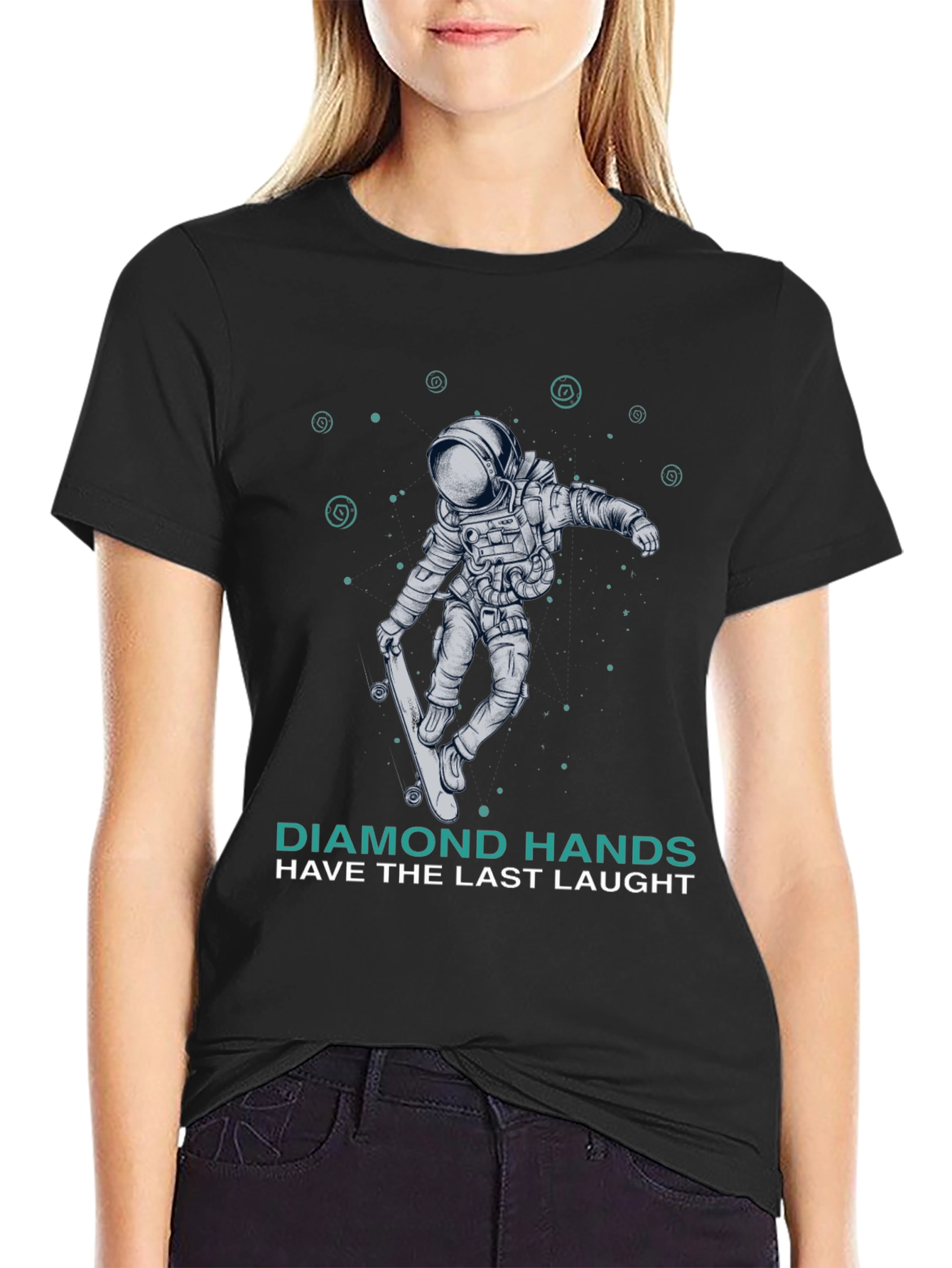 Astronaut Skateboard T-Shirt Diamond Hands