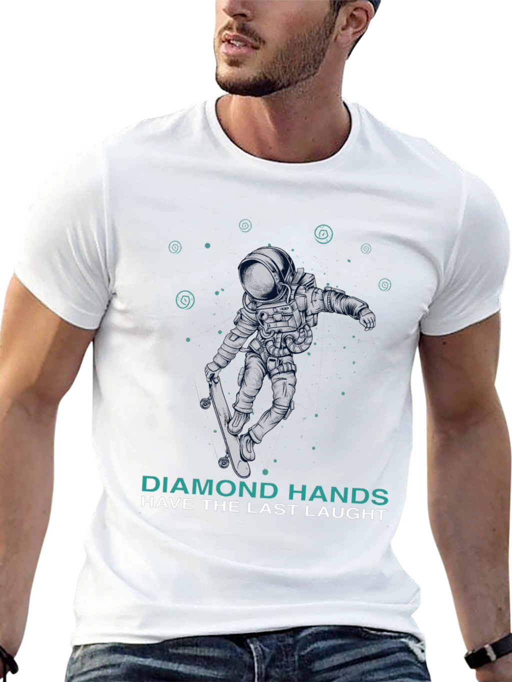 Astronaut Skateboard T-Shirt Diamond Hands