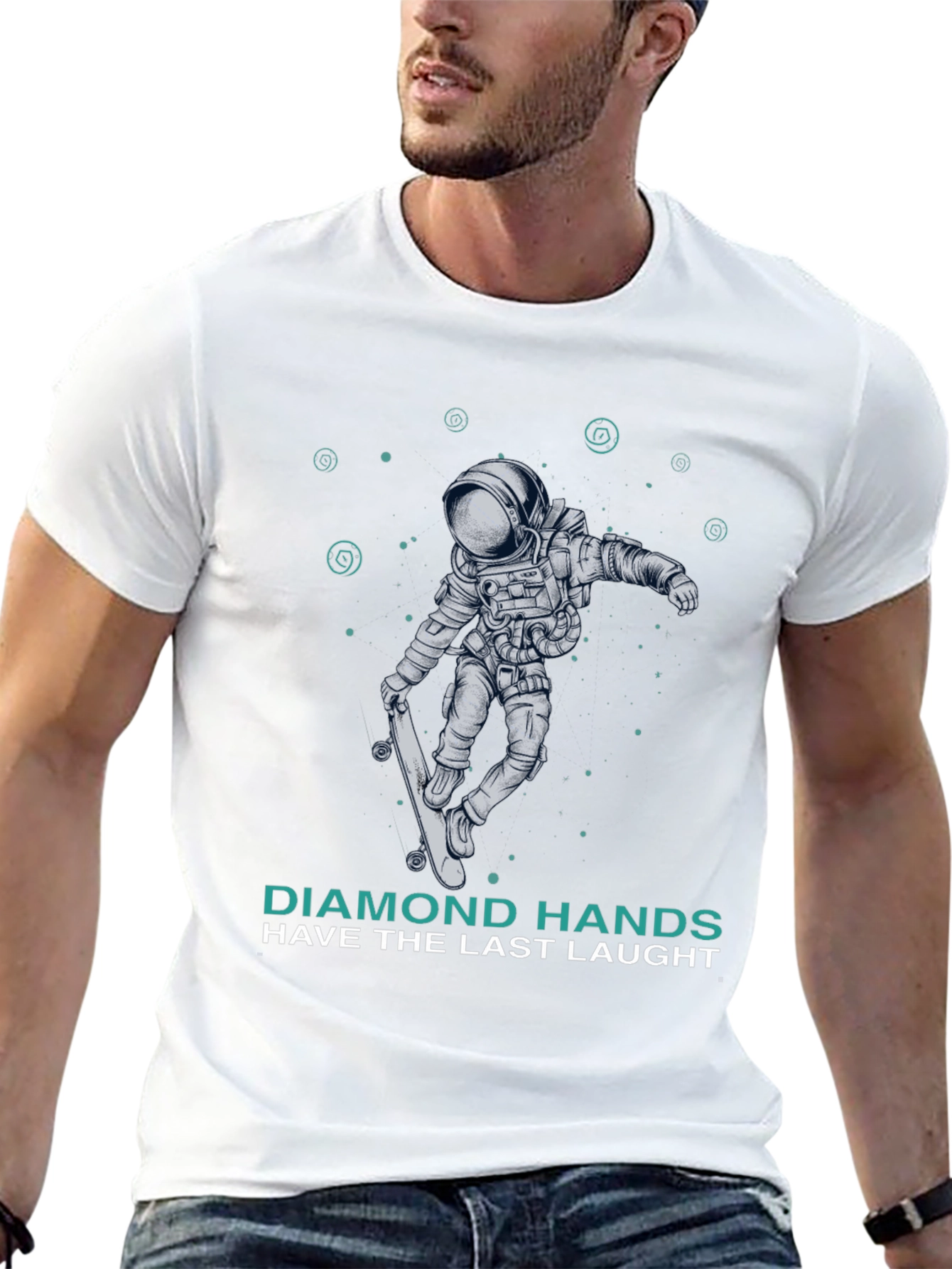 Astronaut Skateboard T-Shirt Diamond Hands