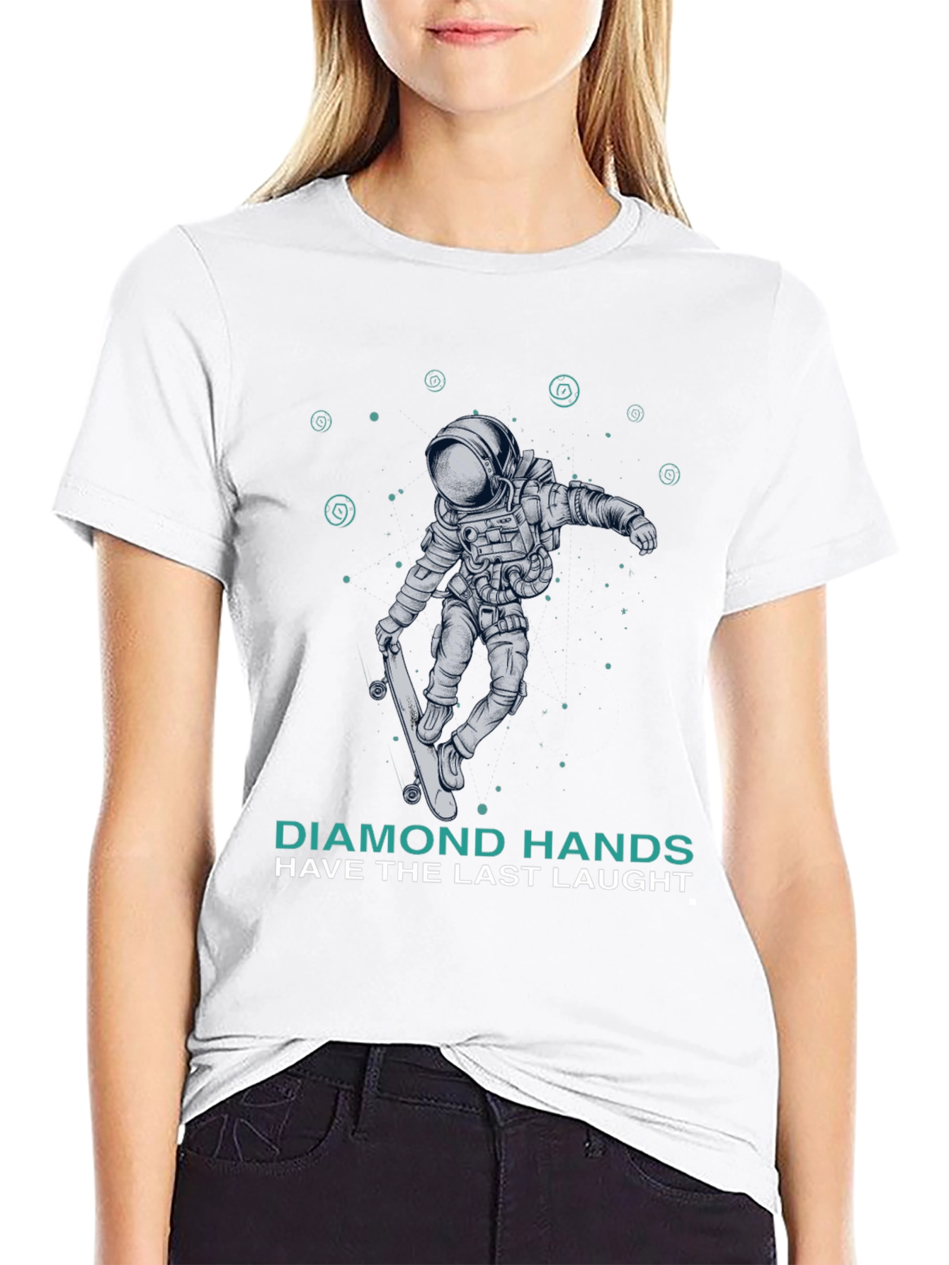 Astronaut Skateboard T-Shirt Diamond Hands