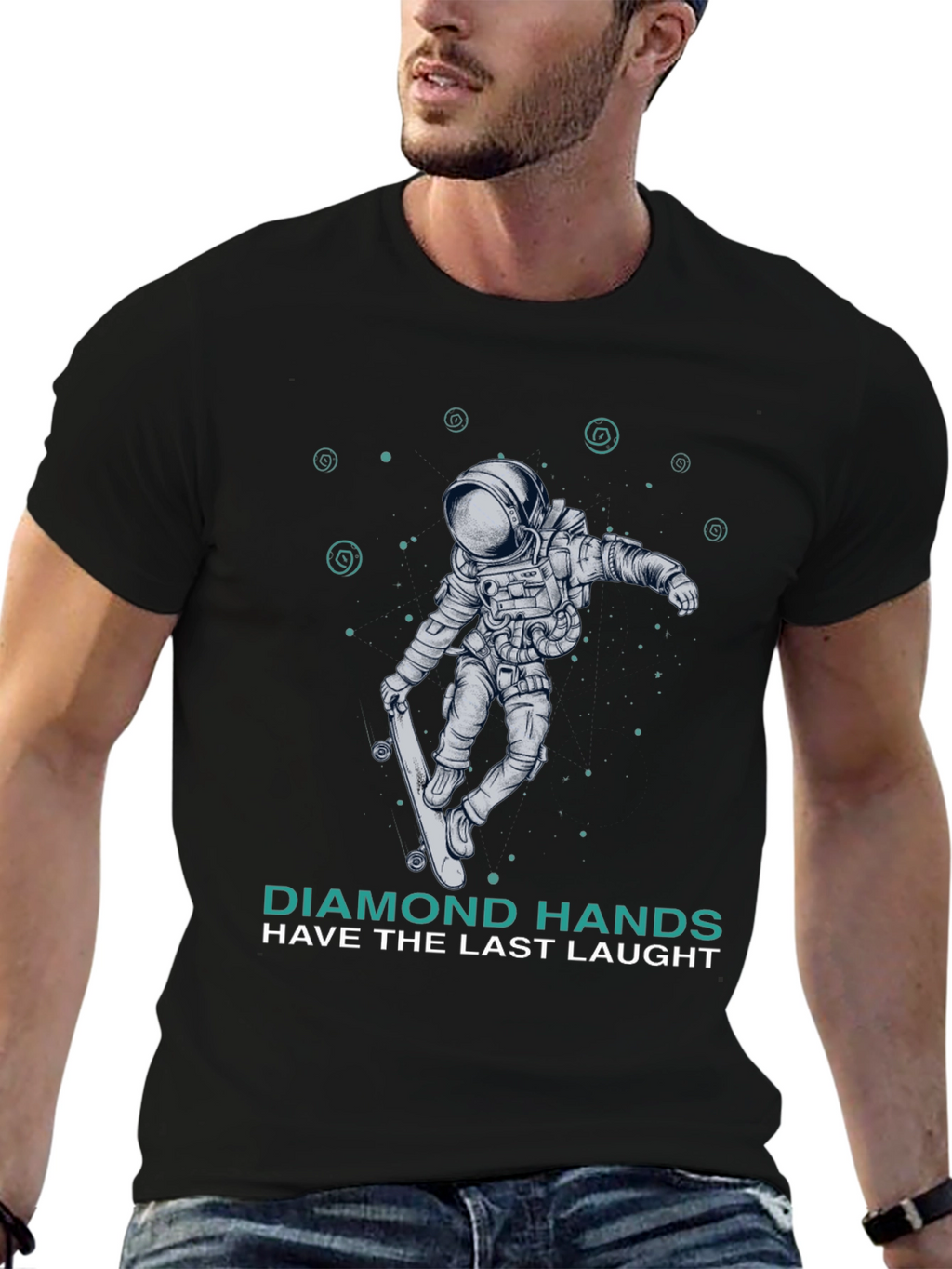 Astronaut Skateboard T-Shirt Diamond Hands