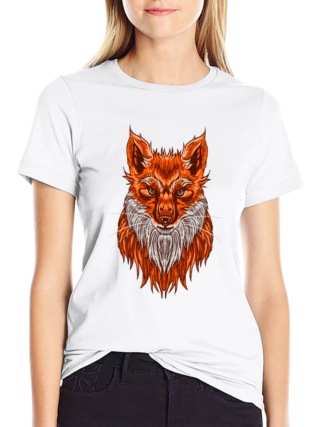 Fox Graphic Print T-Shirt - Black