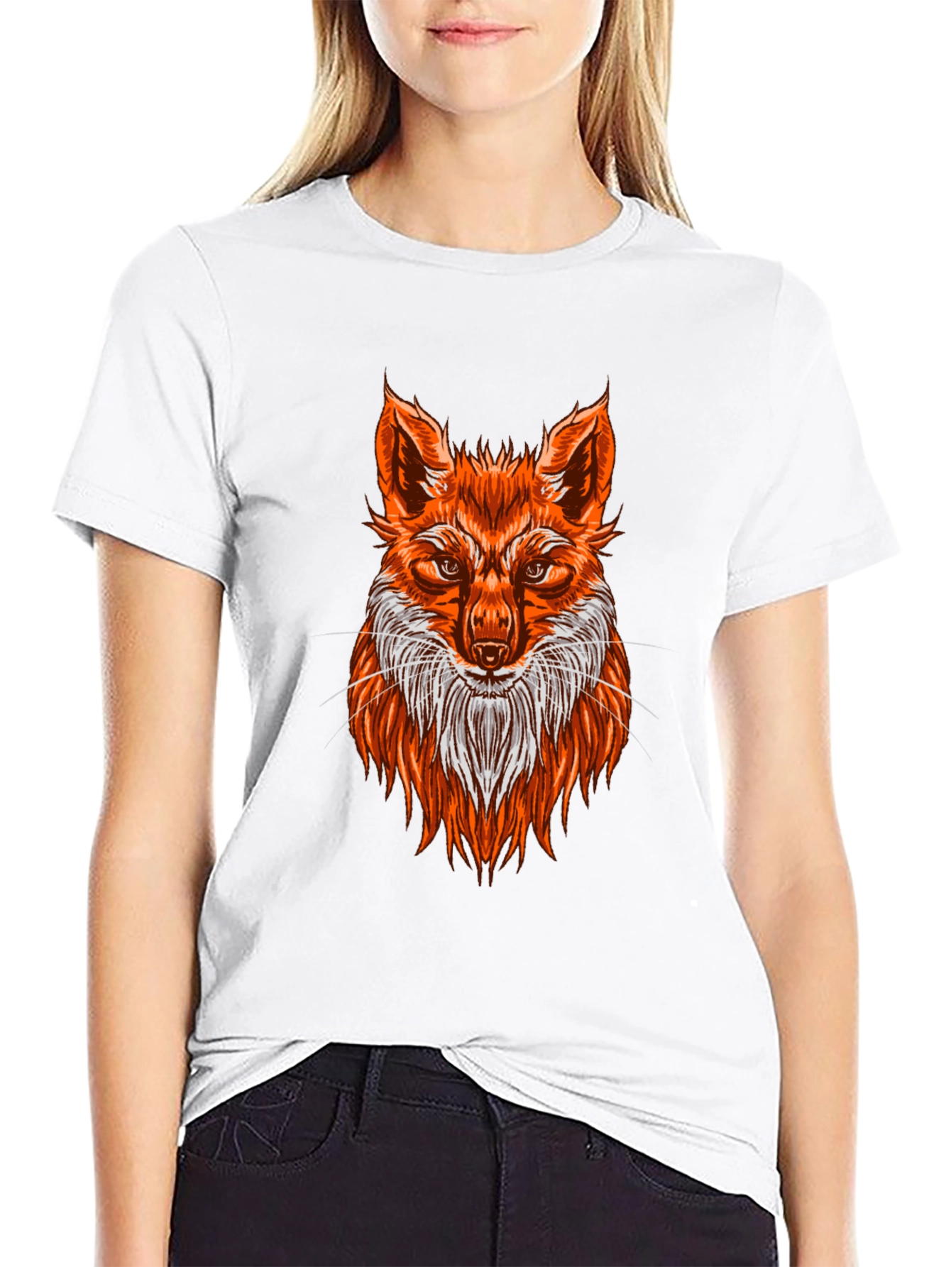 Fox Graphic Print T-Shirt - Black
