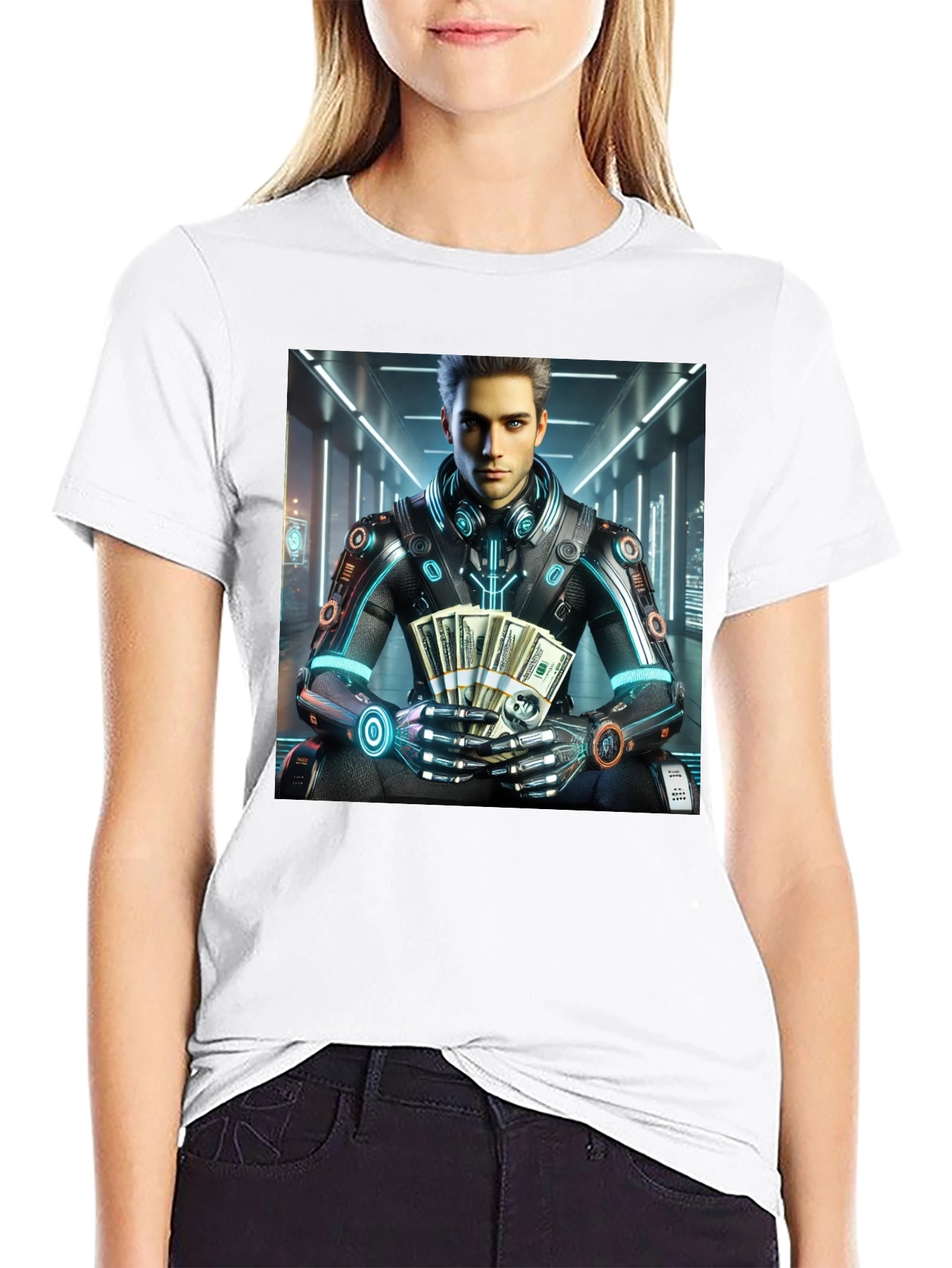Cyberpunk Rich Guy T-Shirt - Futuristic Style