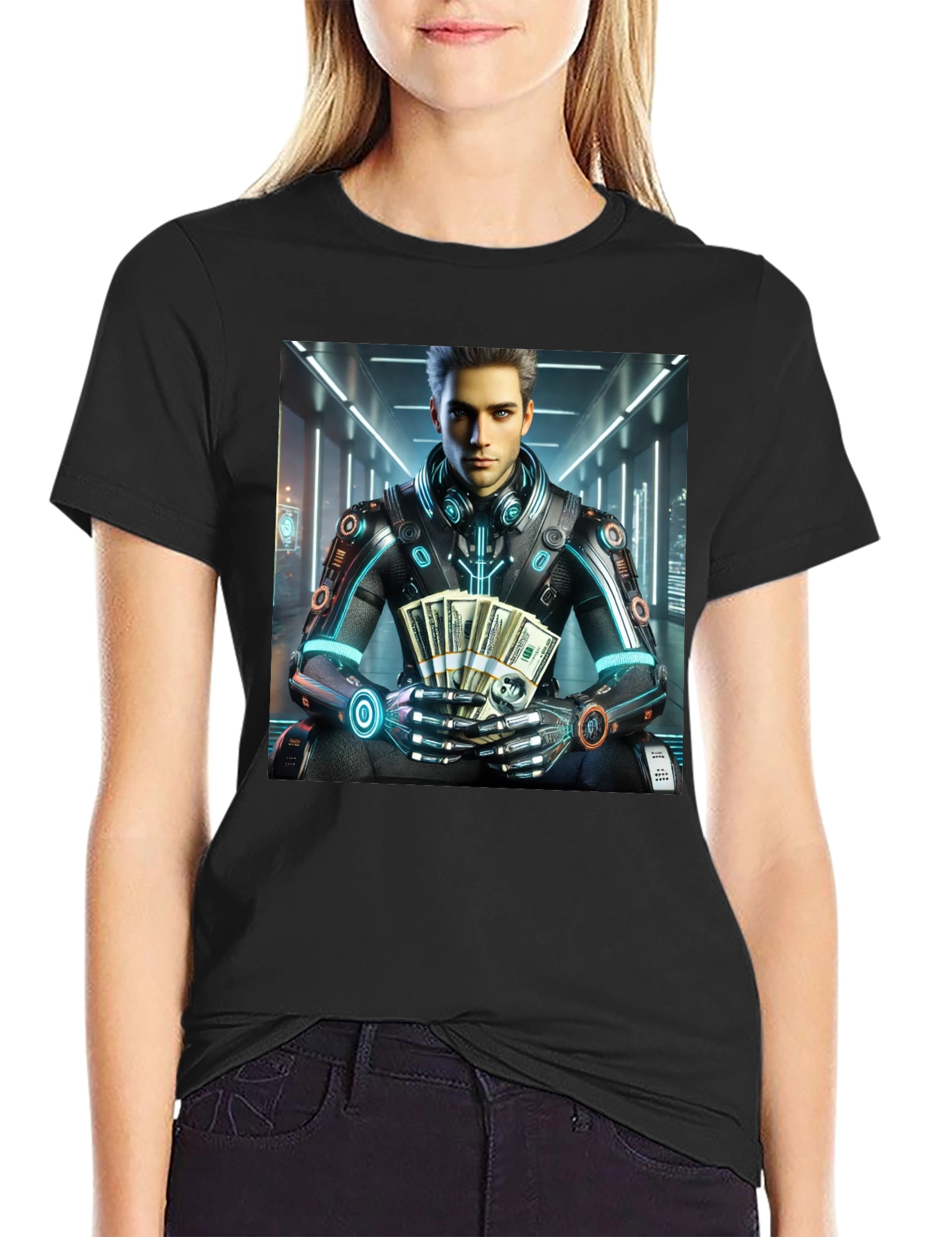 Cyberpunk Rich Guy T-Shirt - Futuristic Style