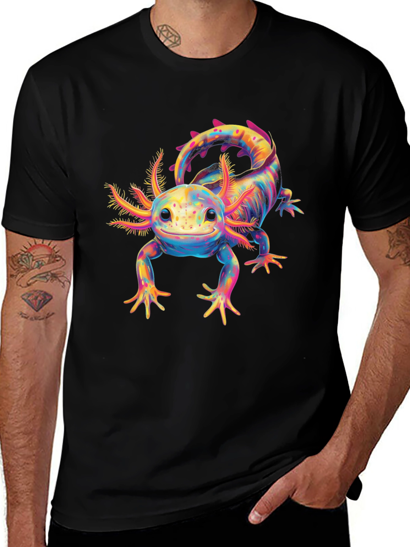 Axolotl Graphic T-Shirt - Colorful Salamander Tee