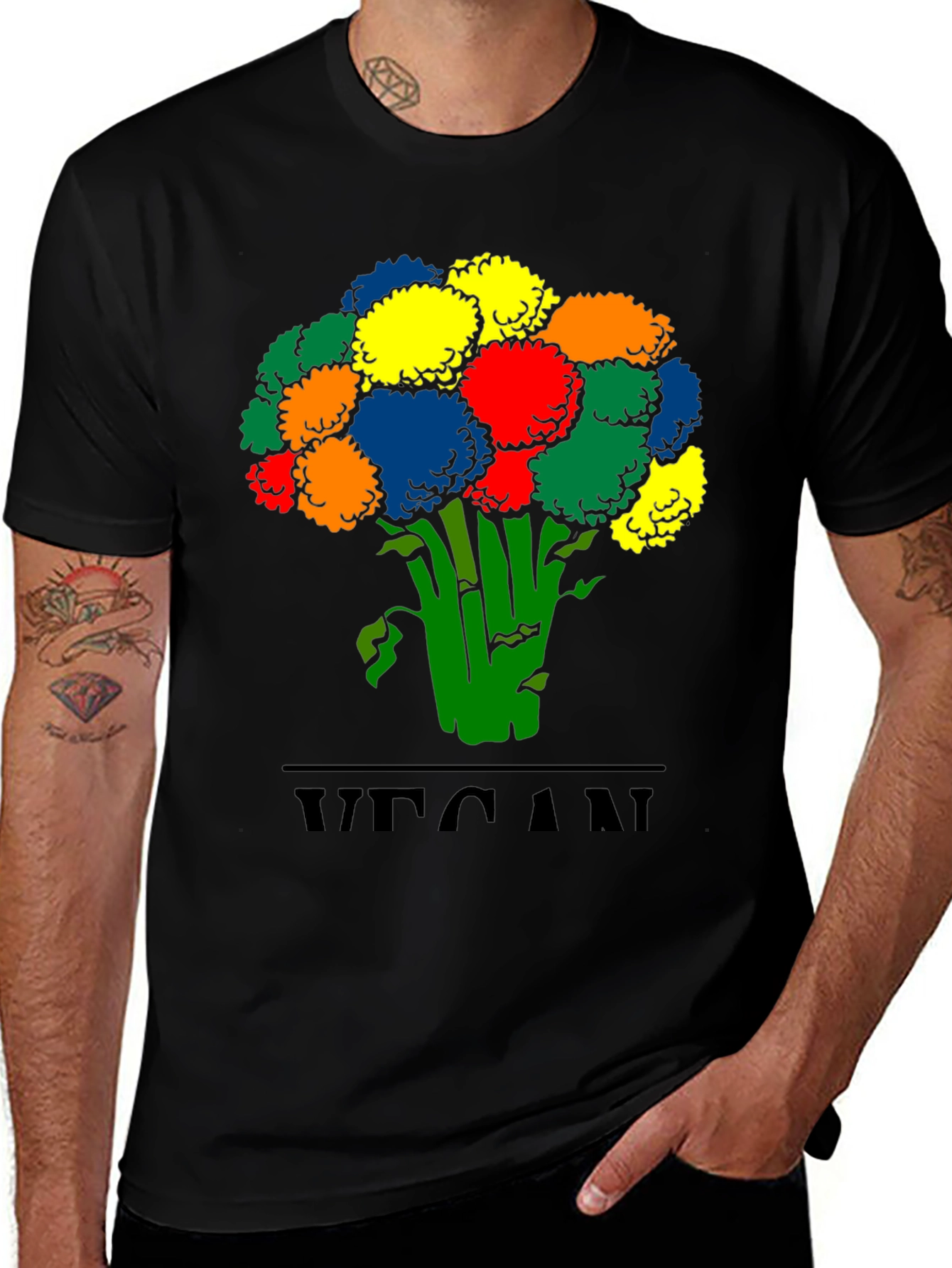 Vegan Bouquet T-Shirt - Colorful & Unique