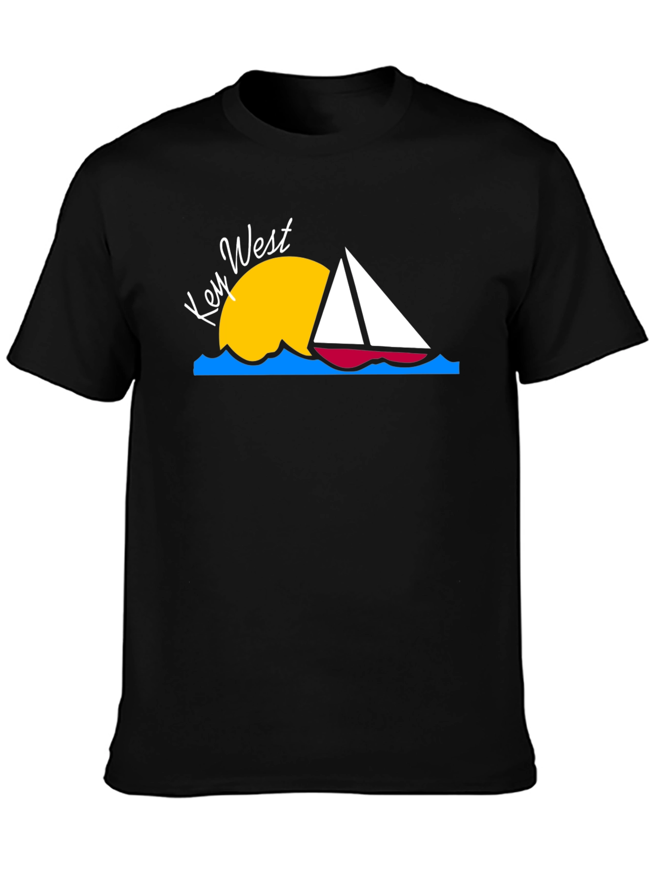 Key West Sailboat T-Shirt - Black Cotton Tee