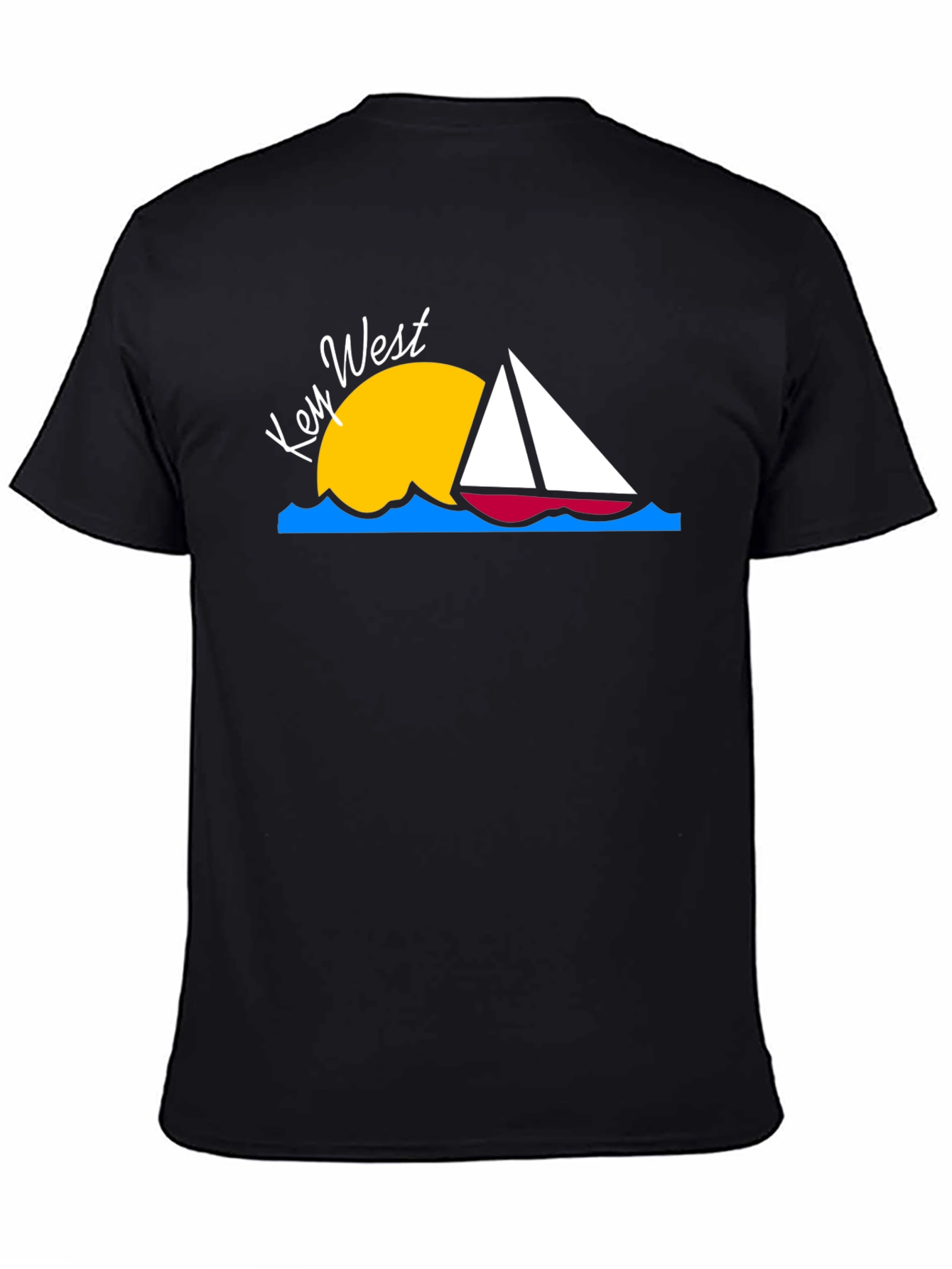 Key West Sailboat T-Shirt - Black Cotton Tee