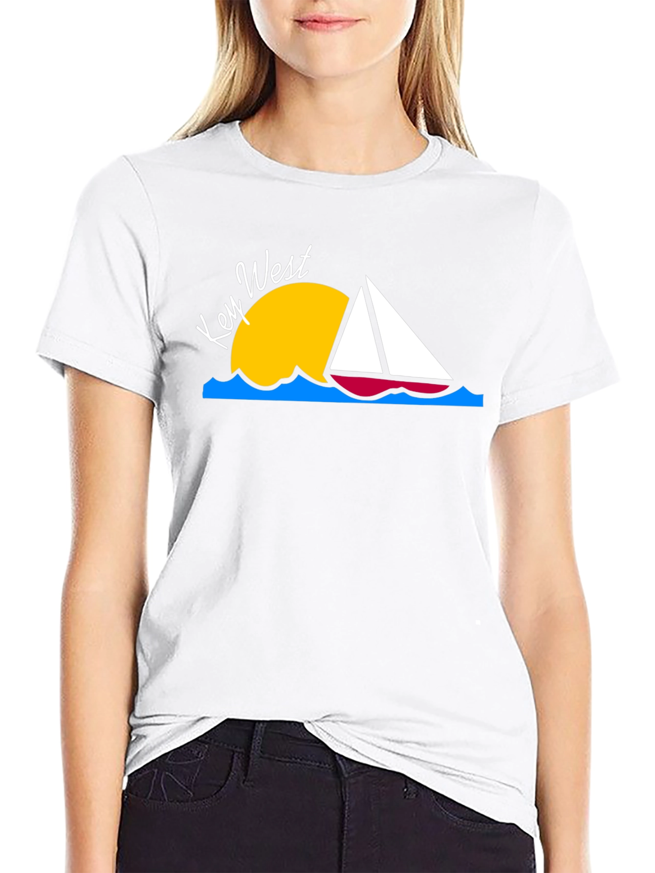 Key West Sailboat T-Shirt - Black Cotton Tee