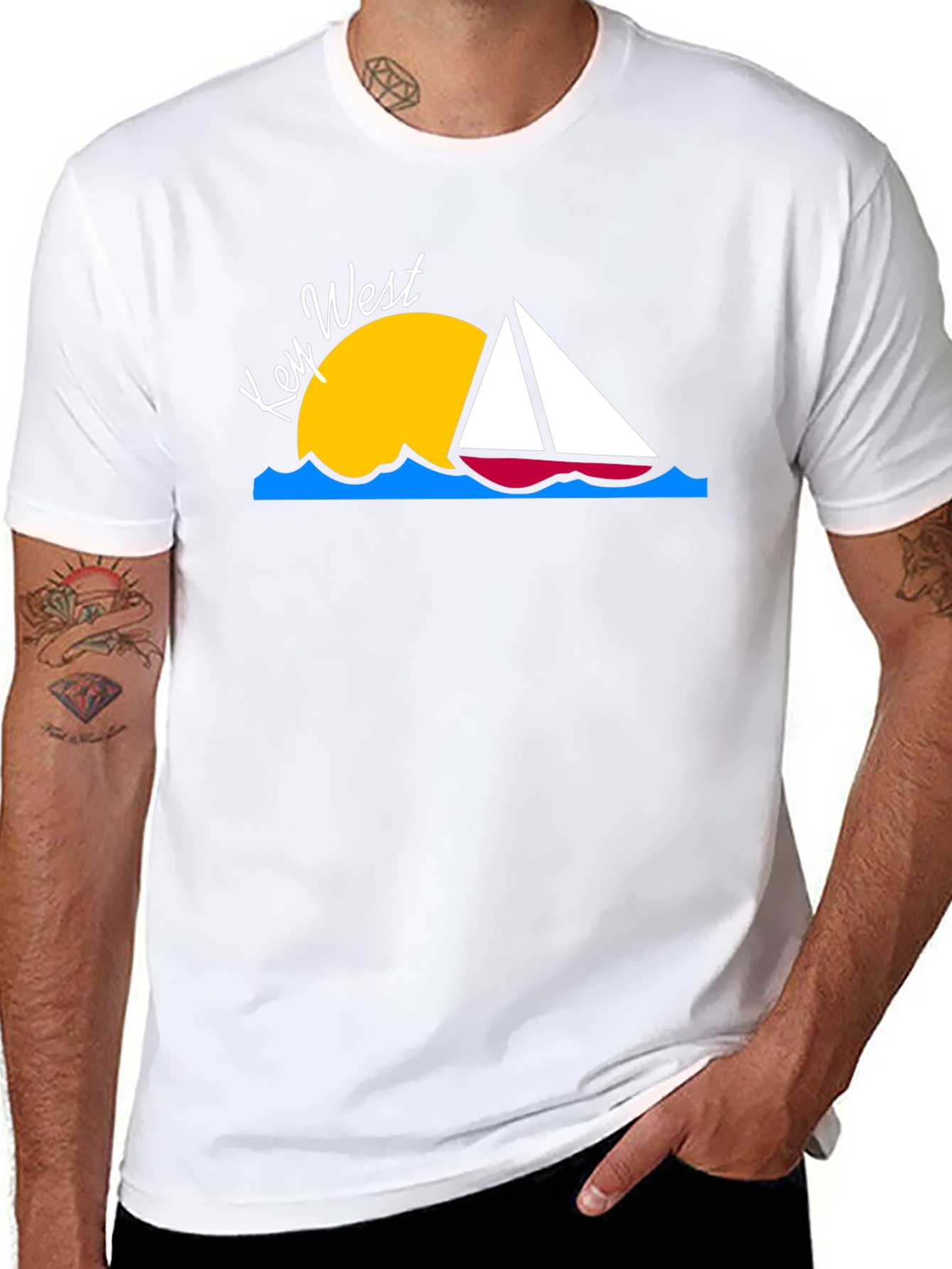 Key West Sailboat T-Shirt - Black Cotton Tee