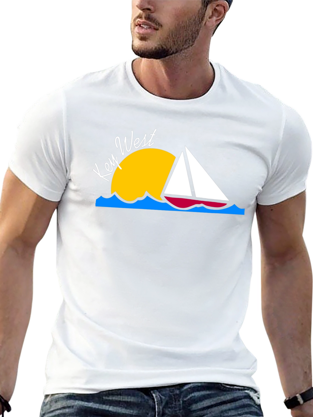 Key West Sailboat T-Shirt - Black Cotton Tee