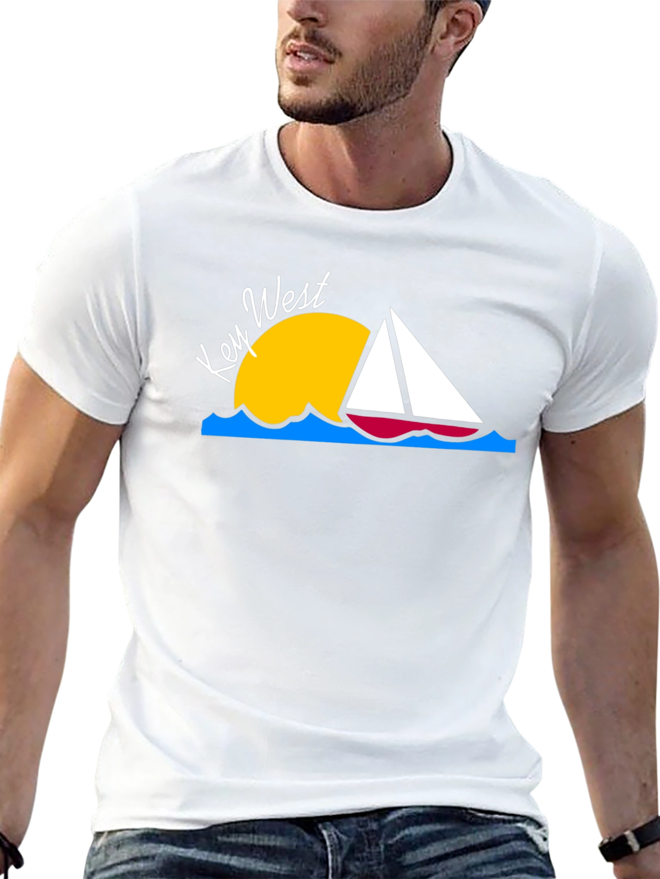 Key West Sailboat T-Shirt - Black Cotton Tee