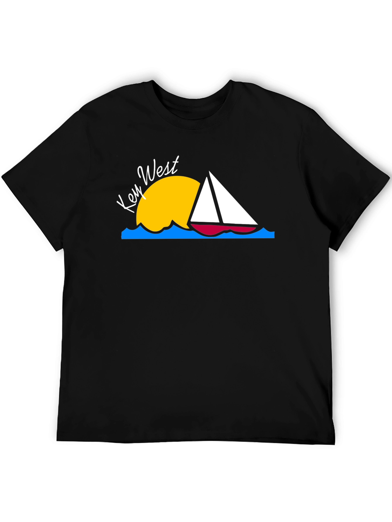 Key West Sailboat T-Shirt - Black Cotton Tee