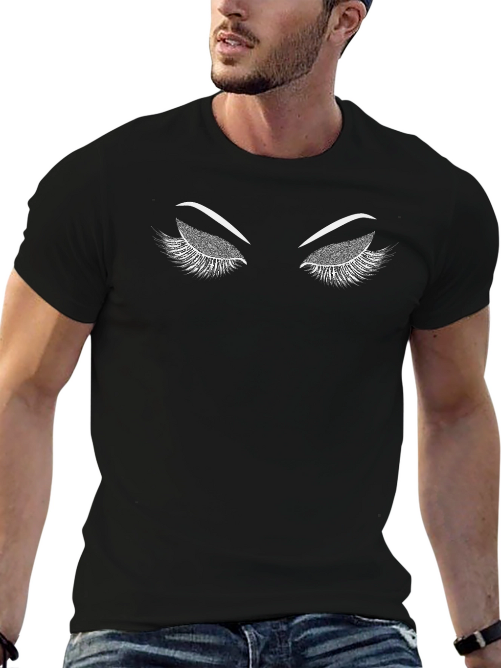Eyelash Graphic Tee - Stylish Black Shirt