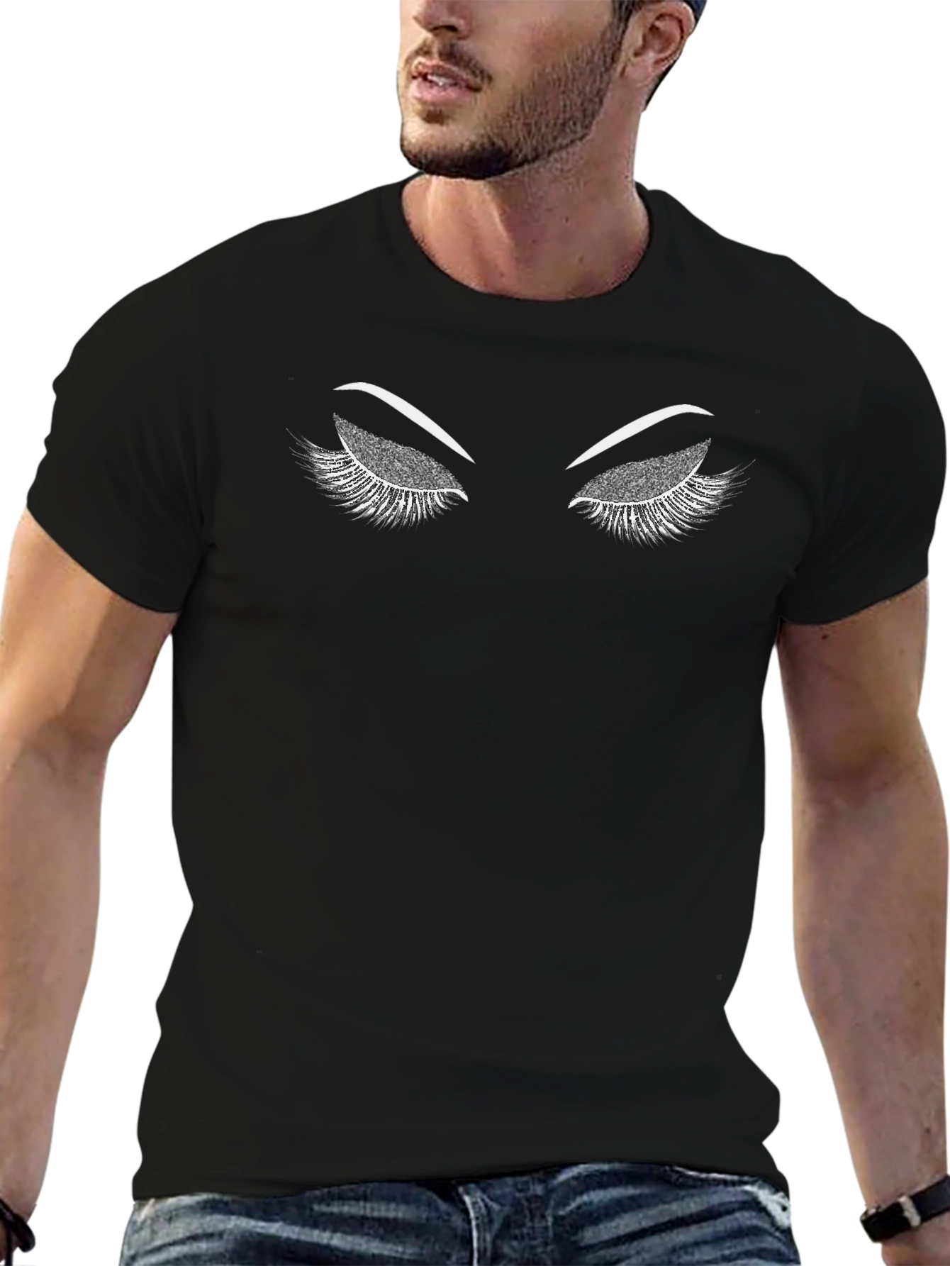 Eyelash Graphic Tee - Stylish Black Shirt