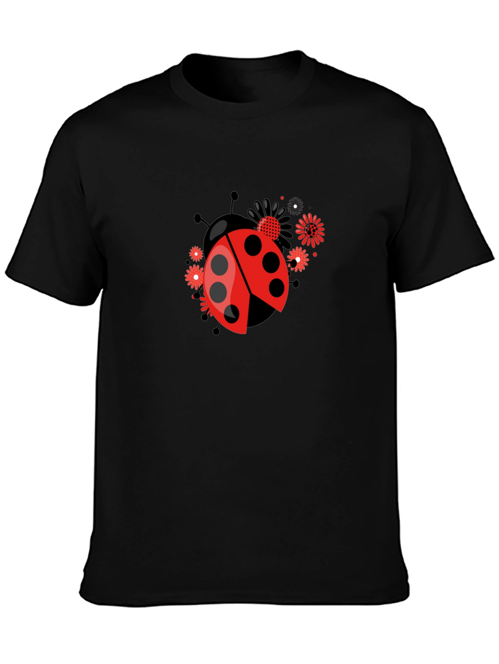 Ladybug Flower Graphic Tee - Black