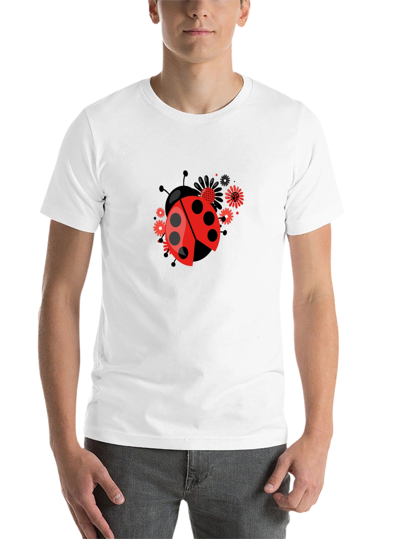 Ladybug Flower Graphic Tee - Black