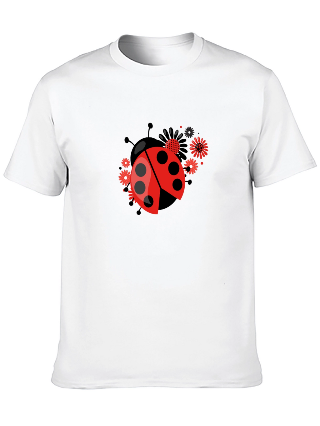 Ladybug Flower Graphic Tee - Black