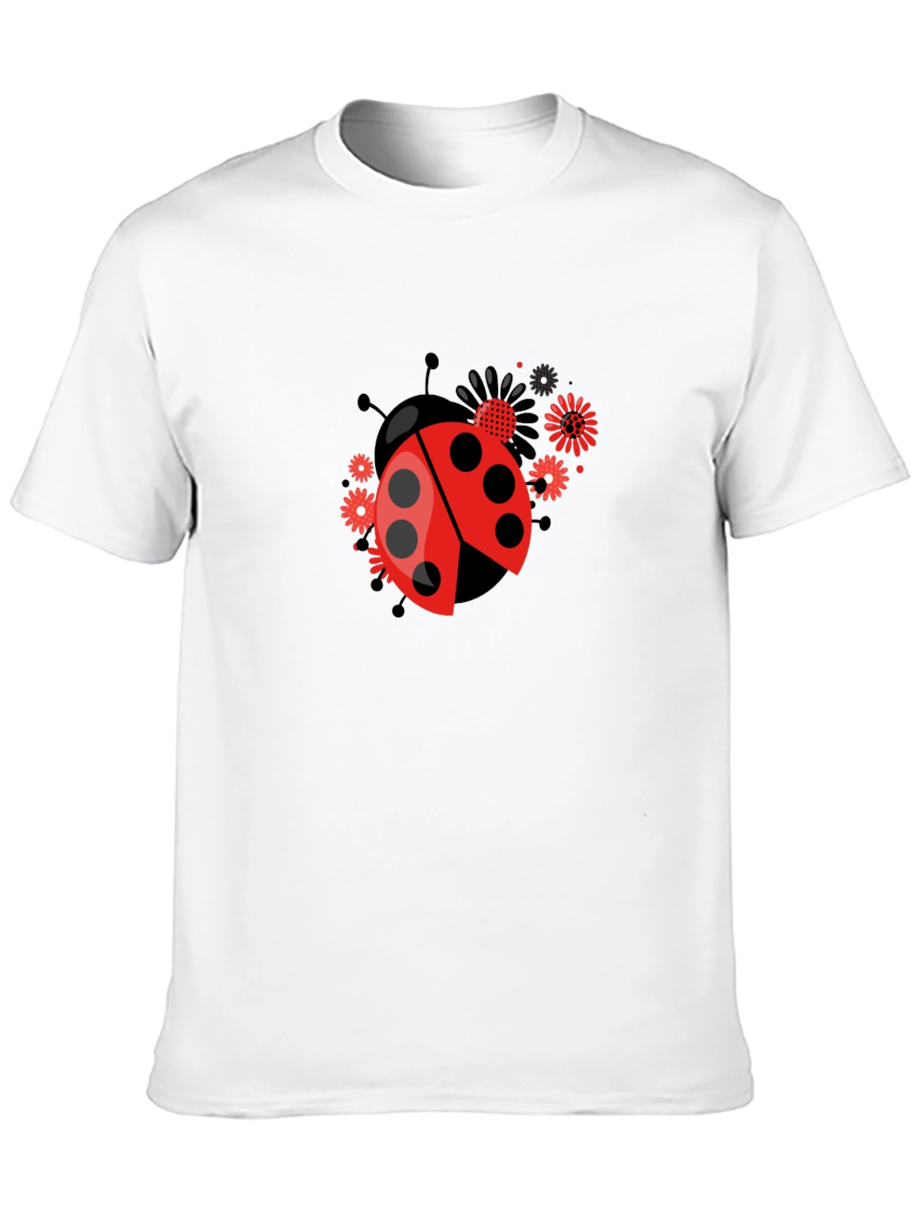 Ladybug Flower Graphic Tee - Black