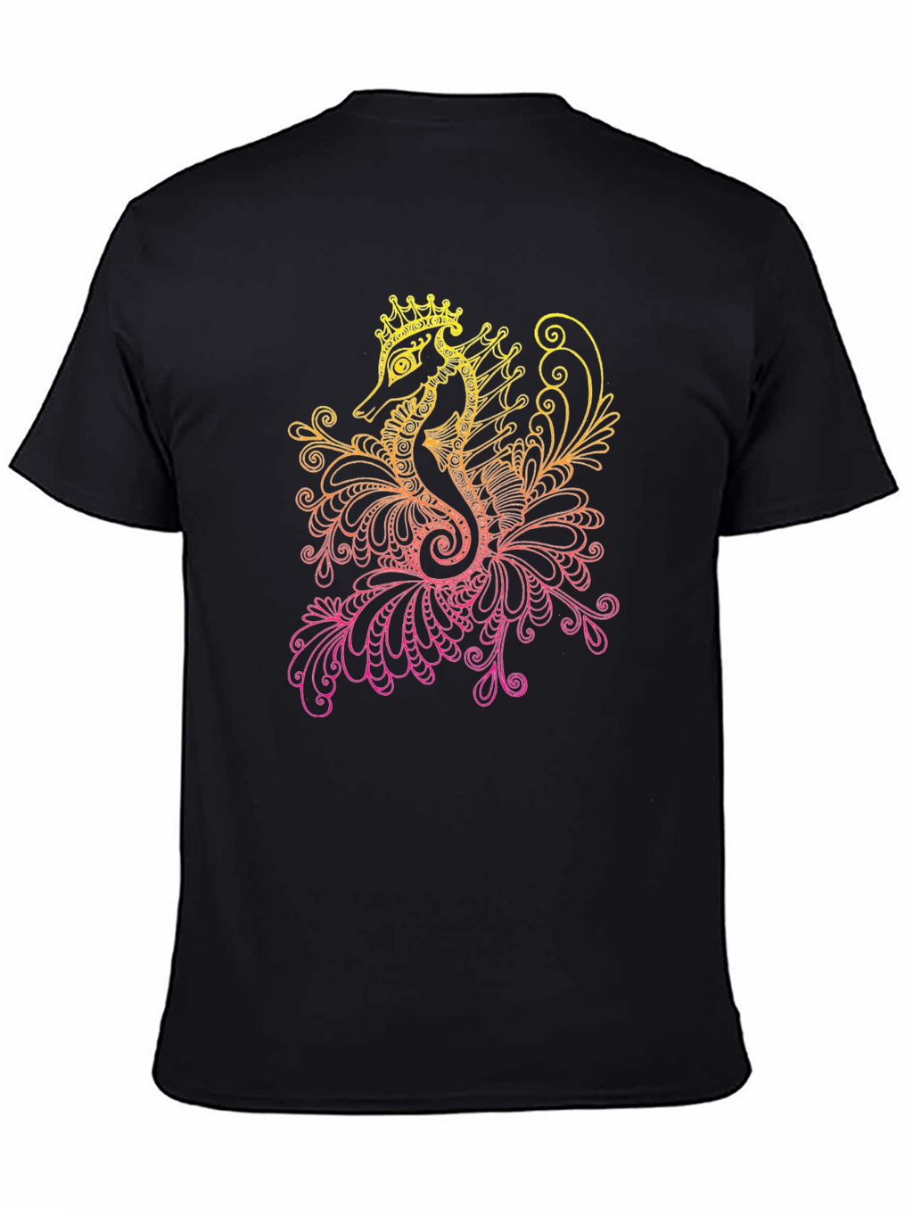 Seahorse Crown Graphic Tee - Black