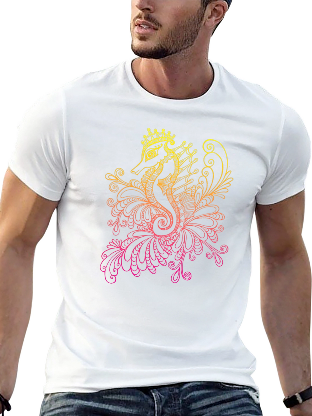 Seahorse Crown Graphic Tee - Black