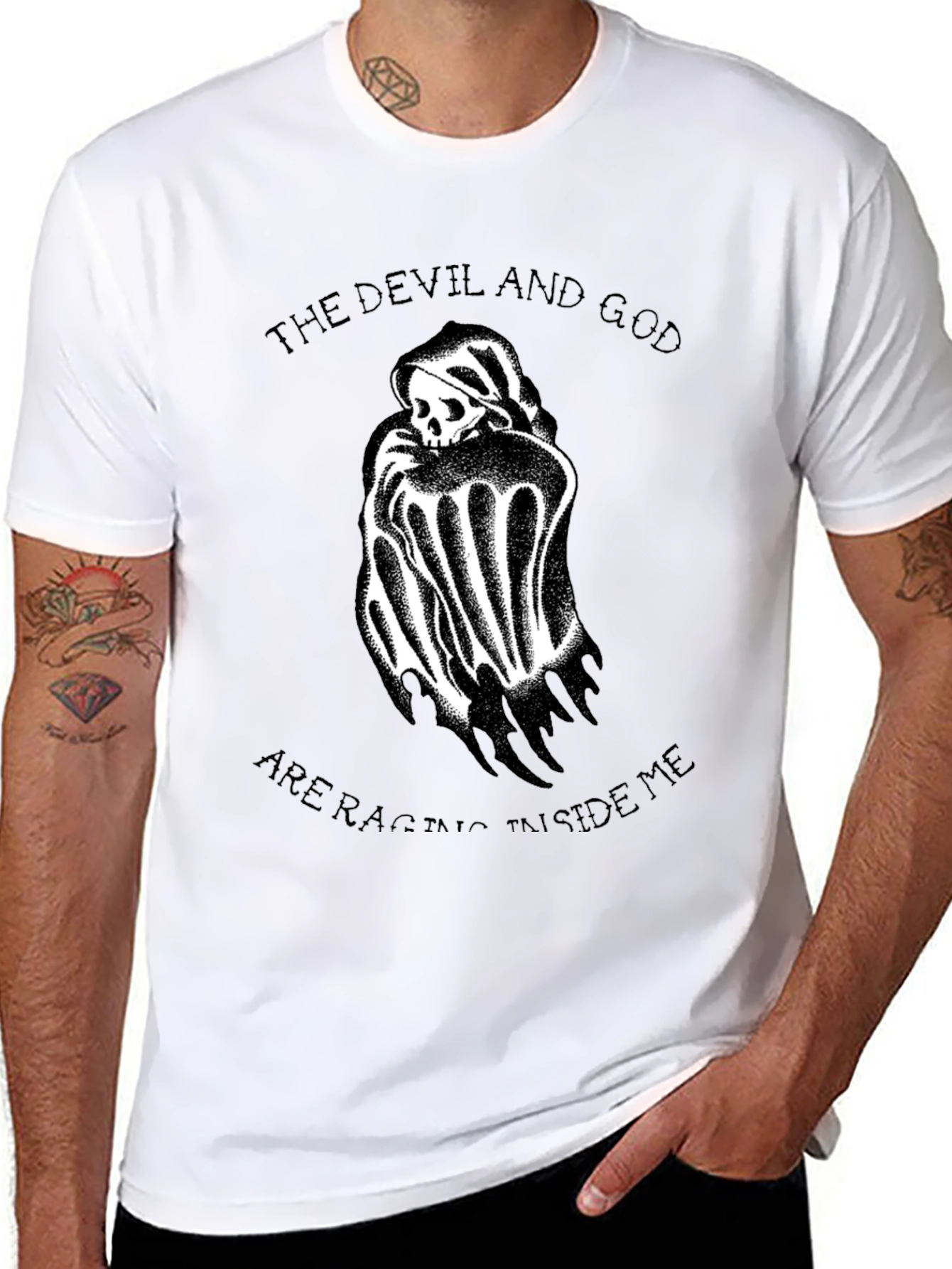 Devil and God T-Shirt - Graphic Print Tee