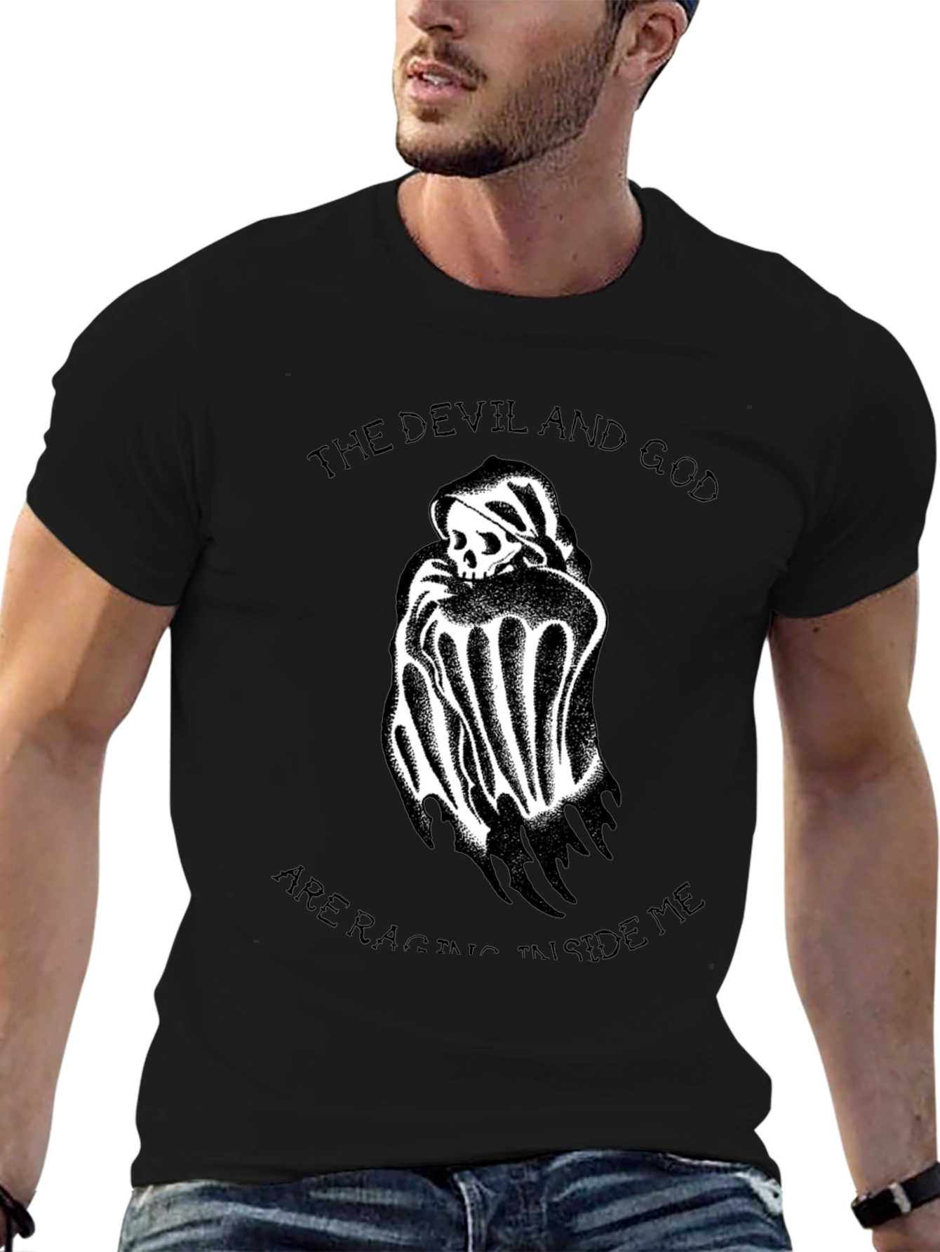 Devil and God T-Shirt - Graphic Print Tee