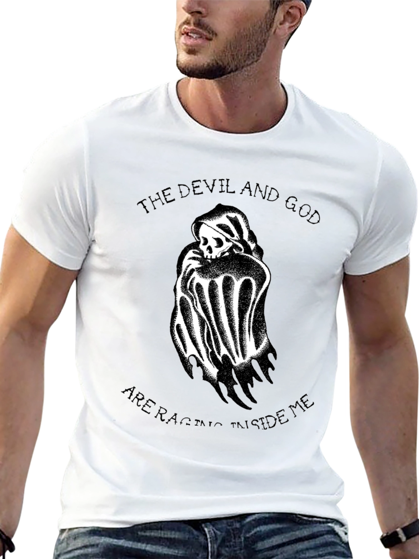 Devil and God T-Shirt - Graphic Print Tee