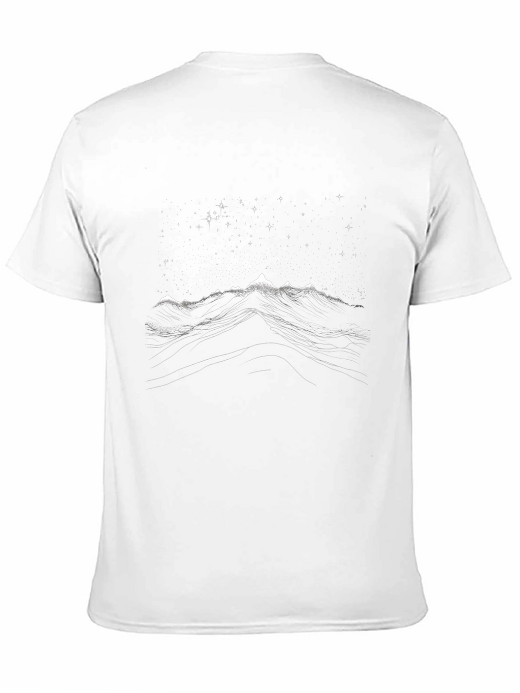 Mountain Starry Night Graphic Tee - Black Cotton T-Shirt