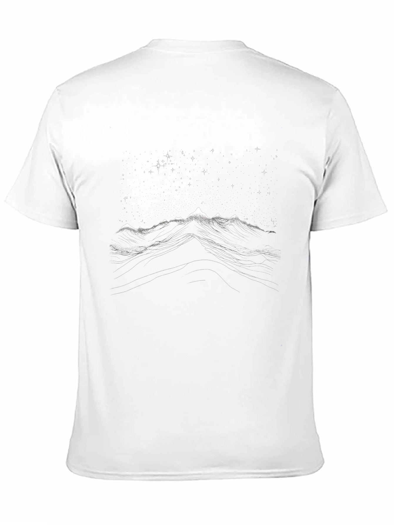 Mountain Starry Night Graphic Tee - Black Cotton T-Shirt