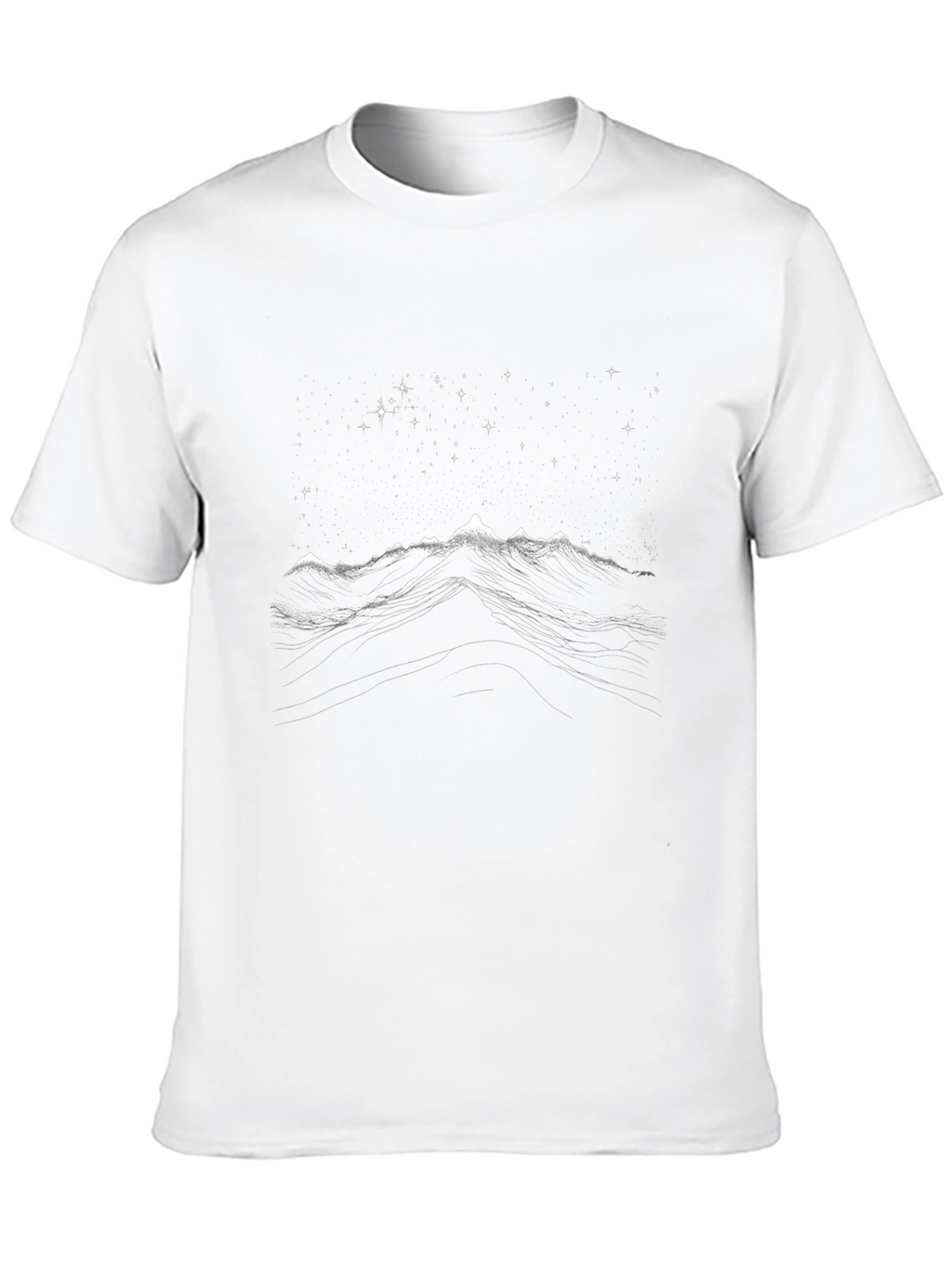 Mountain Starry Night Graphic Tee - Black Cotton T-Shirt
